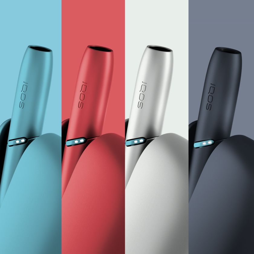 IQOS Originals Duo en los 4 colores, turquesa, rojo, plateado y negro.