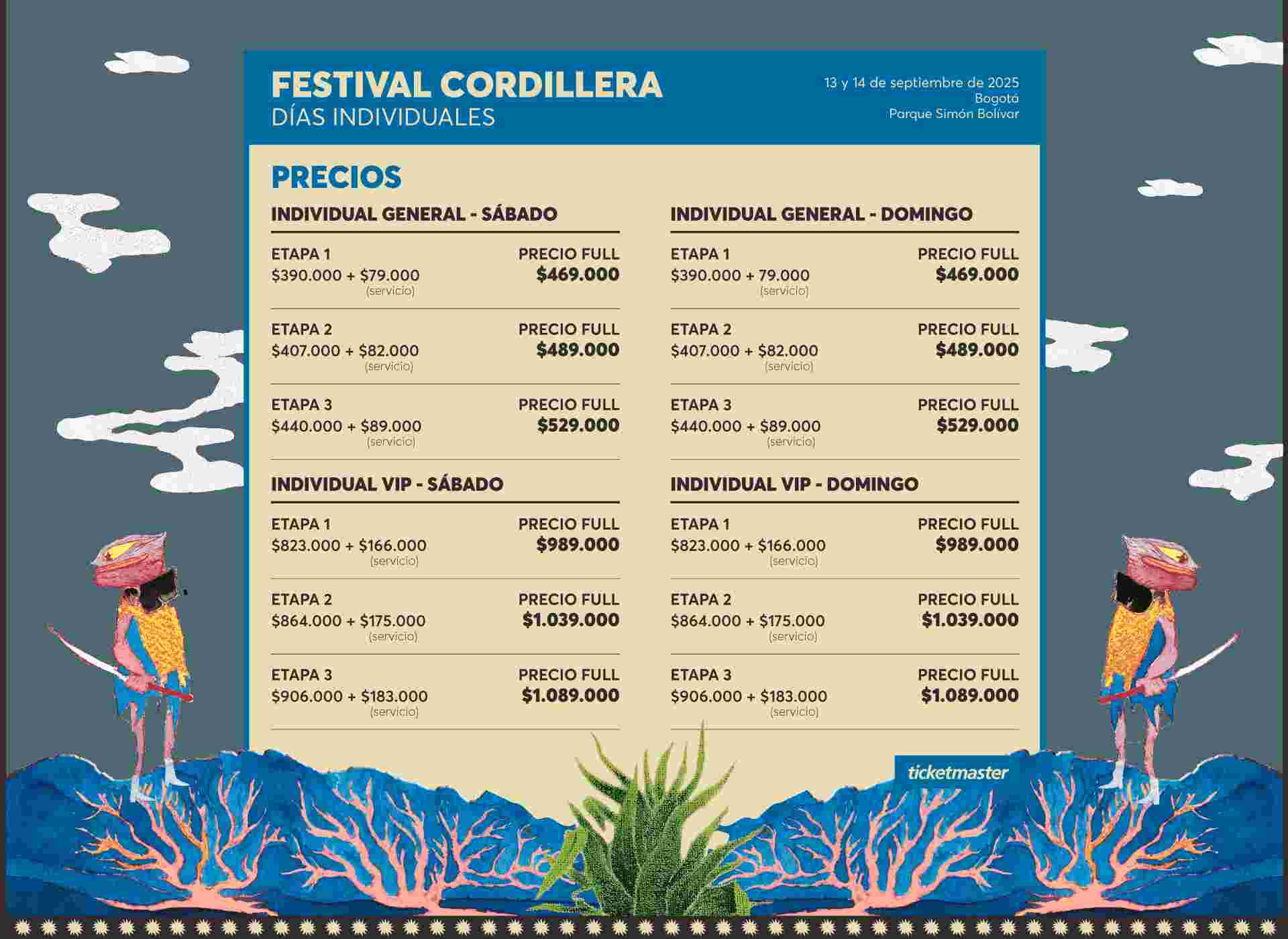 Precios festival cordillera días individuales 2025
