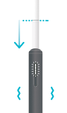 Pieza de Calentamiento de un IQOS ILUMA i y una unidad de tabaco para calentar siendo insertada