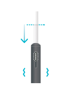 Pieza de Calentamiento de un IQOS ILUMA i ONE vibrando y una unidad de tabaco para calentar siendo