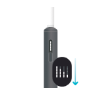 Pieza de Calentamiento de un IQOS ILUMA i ONE mostrando las luces y una unidad de tabaco para calentar