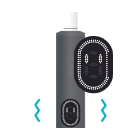 Pieza de Calentamiento de un IQOS ILUMA i vibrando y una unidad de tabaco para calentar