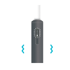 Pieza de Calentamiento de un IQOS ILUMA i ONE vibrando y una unidad de tabaco para calentar