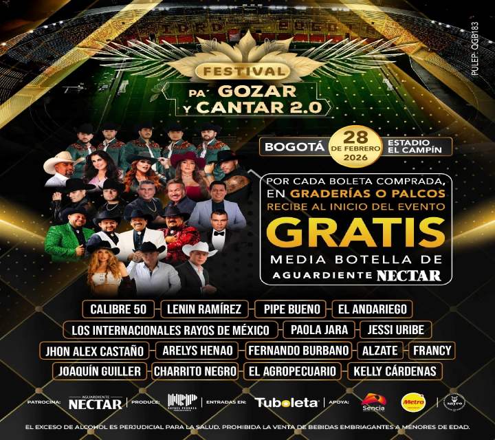 Festival pa gozar y cantar 2026 estadio el Campin